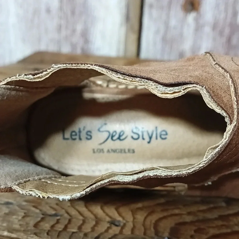 Cowgirlcore  Let's See Style Los Angeles Suede cutout bootie with heel zipper 6 - Picture 10 of 14